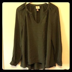 Boho army green long sleeve shirt